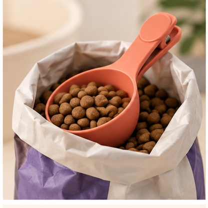 Pet Food Scoop with Bag Clip — lifestyle
