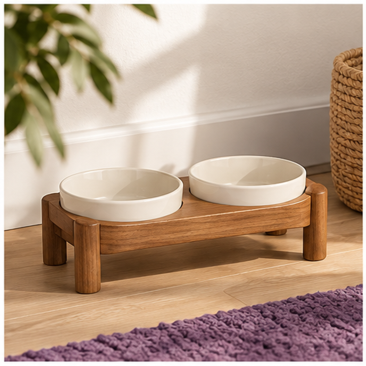 Raised Cat Feeding Stand — lifestyle
